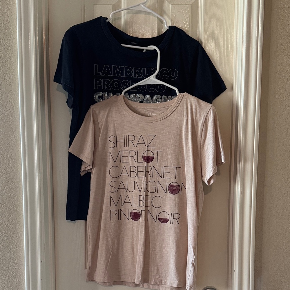 J. Crew Wine Inspired Graphic T-Shirts - Gray and Blush